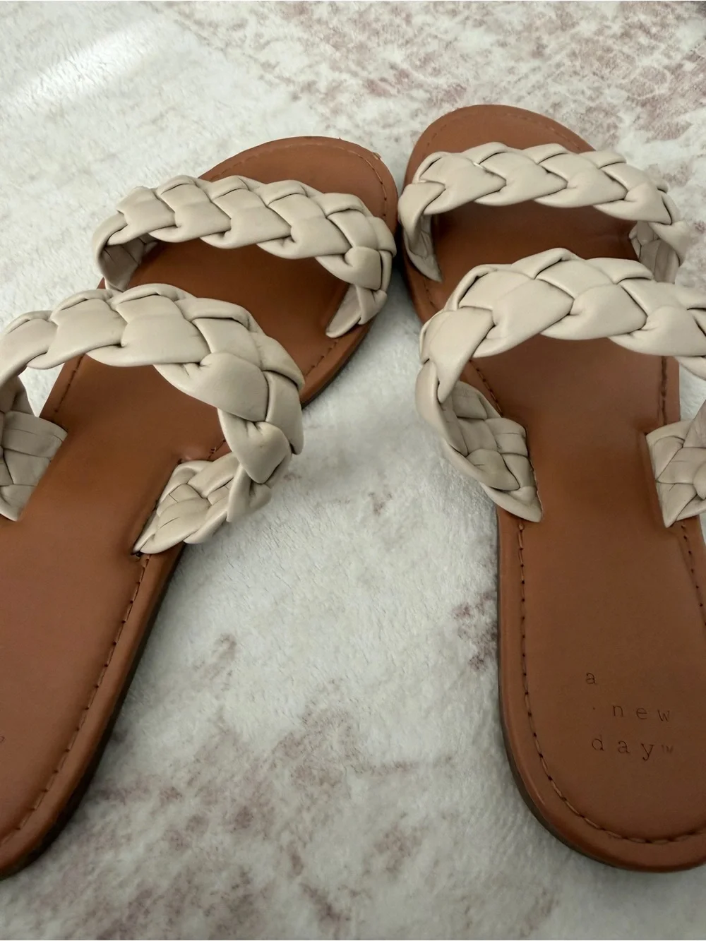 A New Day Lucy Braided Slide Sandals Cream Women’s 8